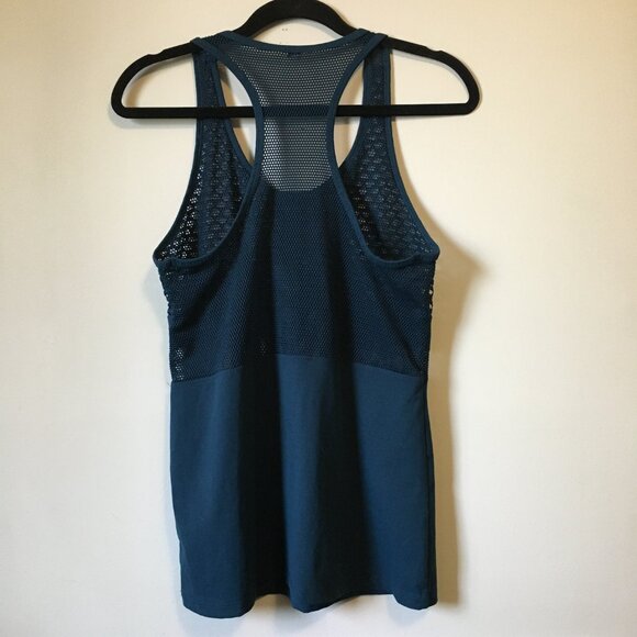 90 Degree By Reflex Dark Blue Turquoise Racerback Mesh Yoga Tank - Picture 2 of 13